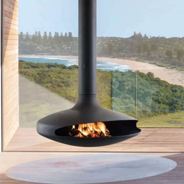 Suspended Indoor Wood Burning Fireplace